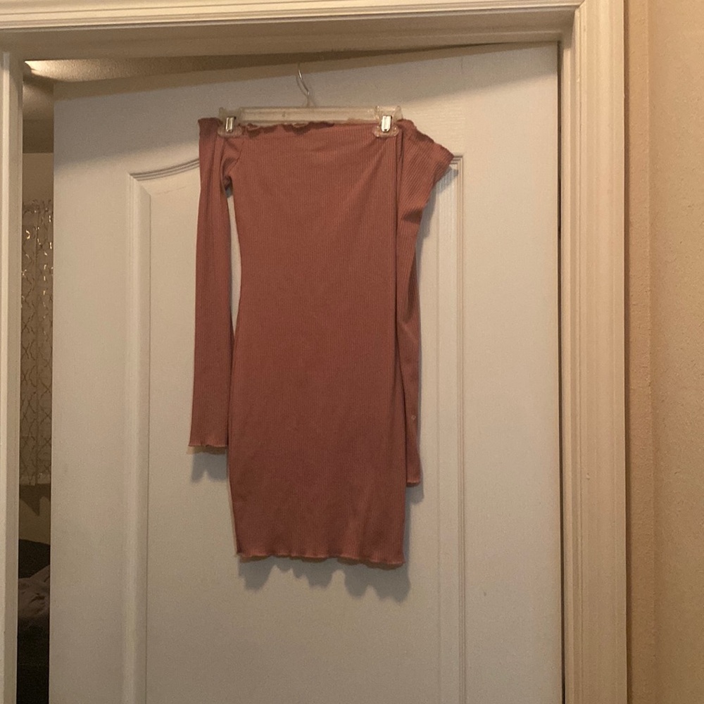 Rose gold off the shoulder dress